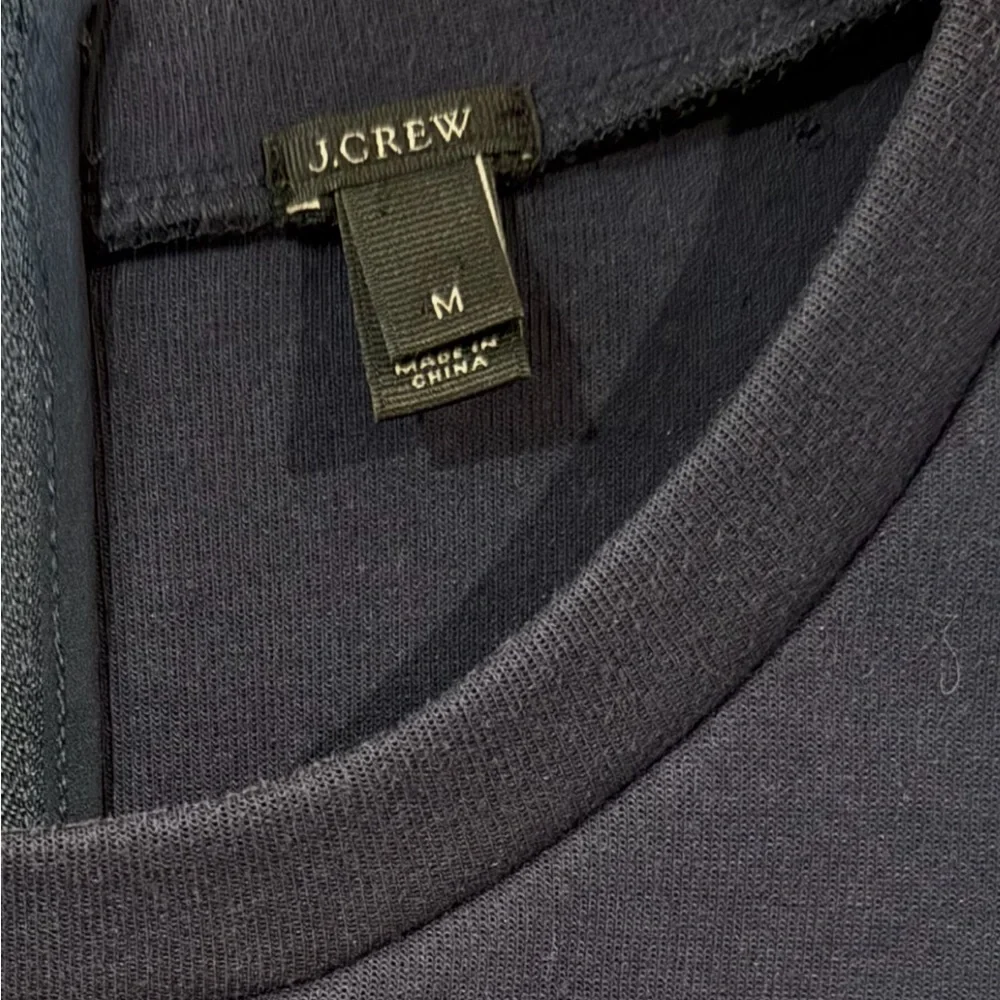 J.Crew Fringe Hem Sweatshirt Navy Crewneck Pullover Sweater Medium